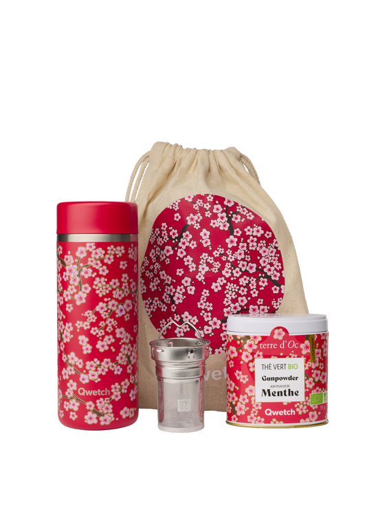 Teekanne Flowers Rot & Bio-Grüntee - Terre d'Oc x Qwetch Set