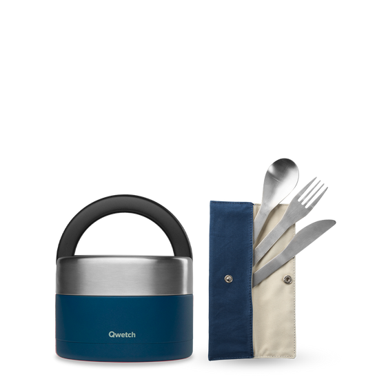 Cutlery Set Blue Granite - Bundle Handle Lunchbox