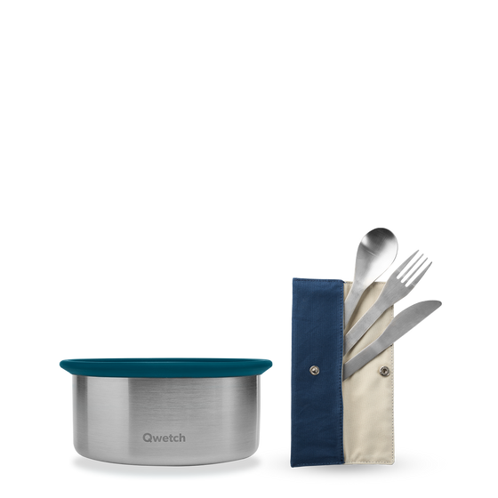 Set de couverts Granite Bleu - Kit Boîte Traiteur Bleu