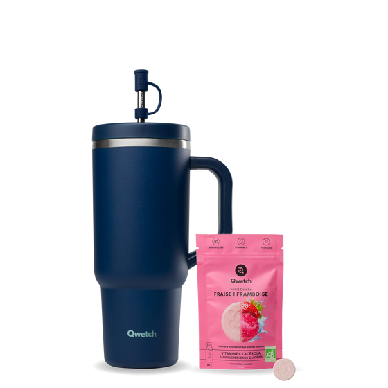 Kit Solid Drinks Fraise Framboise - Travel Cup Bleu Nuit
